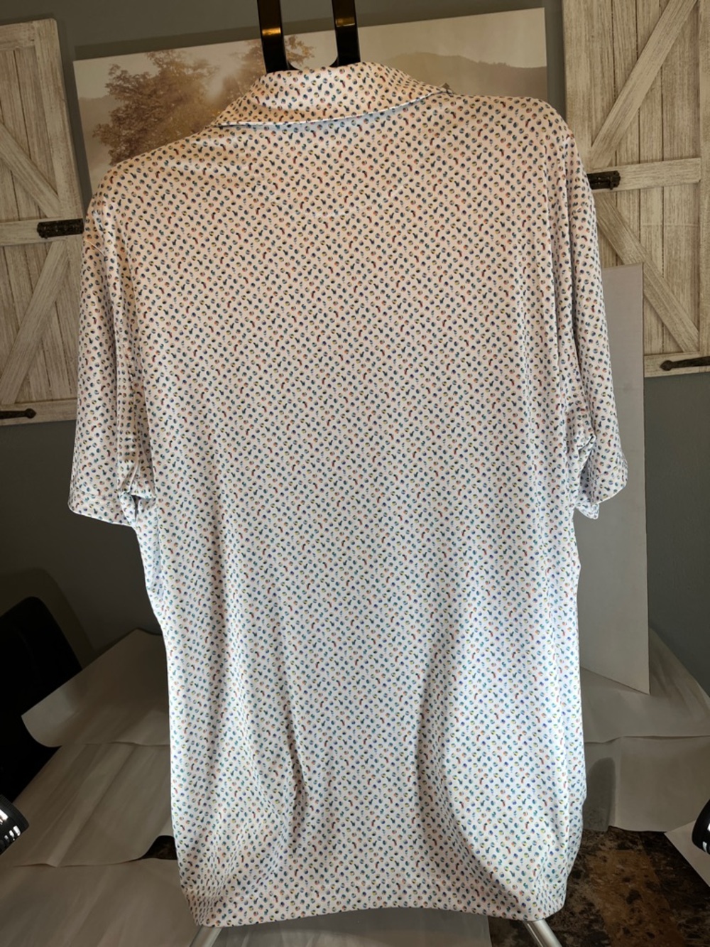 Men's White Multi-Print Polo Shirt Walter Hagen 2X Performance 11 Made in Peru - Picture 6 of 7